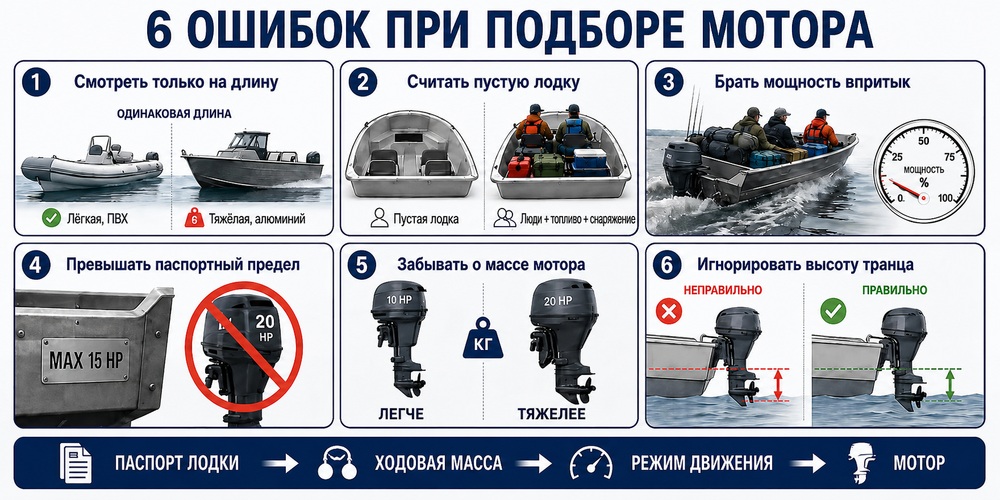 Основные ошибки при подборе мощности лодочного мотора к размеру и загрузке лодки