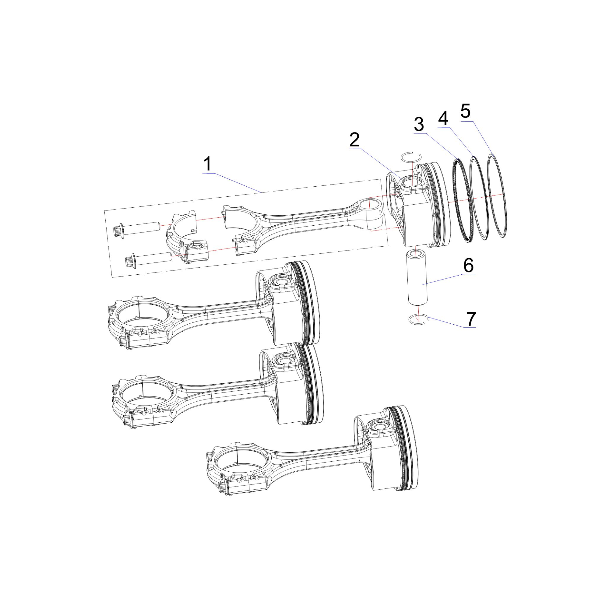 Поршневой шатун в сборе