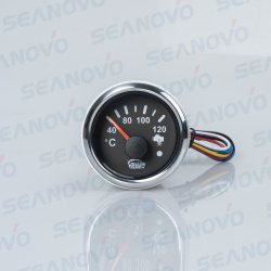 Указатель температуры двигателя черный с серебристой окантовкой SS316  52 мм 40-120 градусов