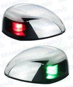 Огонь ходовой накладной горизонтальный нерж. боковой зеленый или красный светодиодный 112.5 градусов