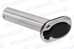 Держатель спиннинга врезной прямоугольный на 30 градусов с заглушкой, нержавеющая сталь