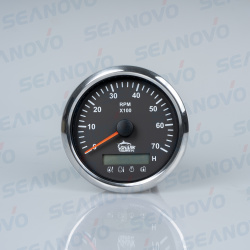 Тахометр черный с серебристой окантовкой со счётчиком моточасов с доп индикаторами 0-7000 (0-250)