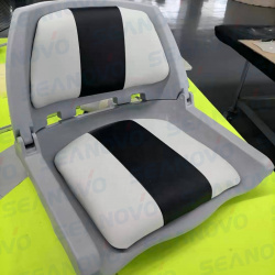 Кресло пластмассовое складное 51*46*35 мм, обивка серо / черный винил