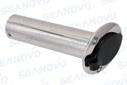 Держатель спиннинга врезной круглый на 15 градусов с заглушкой, нержавеющая сталь