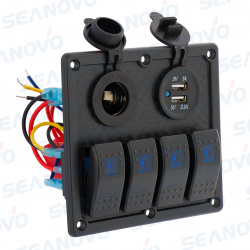 Панель розетка12V+USB+3 фикс+1 нефикс переключателя