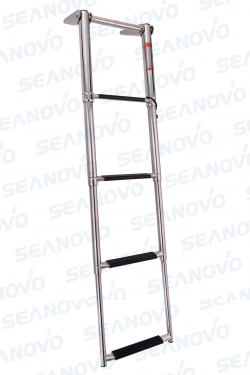 Трап телескопический складной, 4 черных ступени