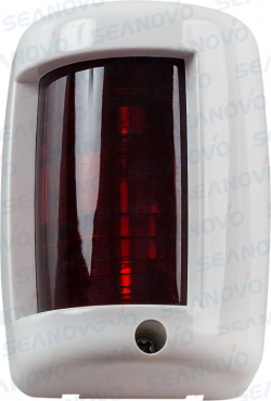 Огонь ходовой накладной вертикальный боковой красный светодиодный, пластик белый 112.5 градусов