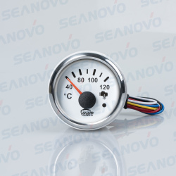 Указатель температуры двигателя белый с серебристой окантовкой SS316  52 мм 40-120 градусов