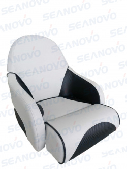Кресло не складное с атаманкой 52*40-60*62 мм, обивка белый\ черный винил