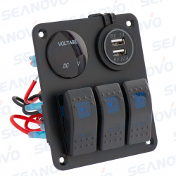 Панель вольтметр+USB+2 фикс+1 нефикс переключателя