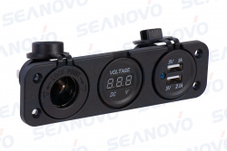 Панель розетка12V+вольтметр+USB