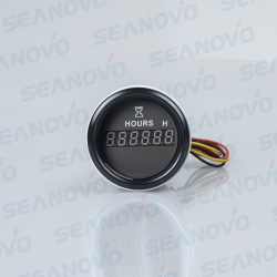 Счётчик моточасов цифровой черный с черной окантовкой SS316  52 мм