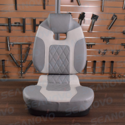 Кресло складное с высокой спинкой и подголовником 56*52*70, обивка серый \ т.серый винил Сорренто