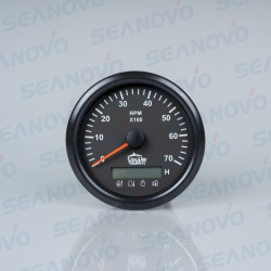 Тахометр черный с черной окантовкой со счётчиком моточасов с доп индикаторами 0-7000 (0-250)