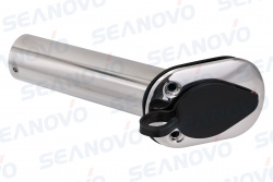 Держатель спиннинга врезной прямоугольный на 45 градусов с заглушкой, нержавеющая сталь