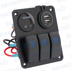 Панель вольтметр+USB+ 3 фикс переключателя