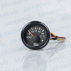 Вольтметр черный с черной окантовкой SS316 аналоговый 52 мм 8-16 Вольт