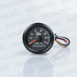 Тахометр черный с черной окант. SS316 со счётчиком моточасов 0-7000 (1.0-10.0 градация) 52 мм.